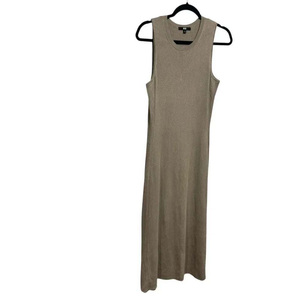 Uniqlo Sheath Cotton Blend Knit Sleeveless Midi Dress